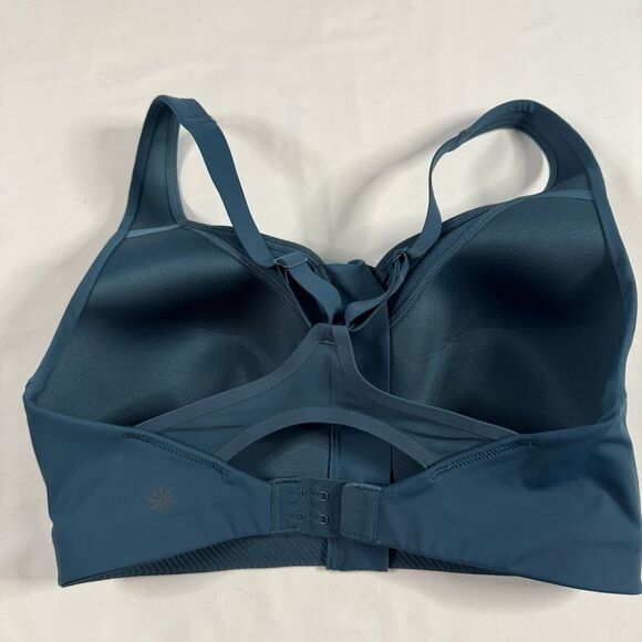 Athleta Advance Zip Front Sports Bra Size 32DD Blue Teal Gym High Impact HIIT - Picture 6 of 6